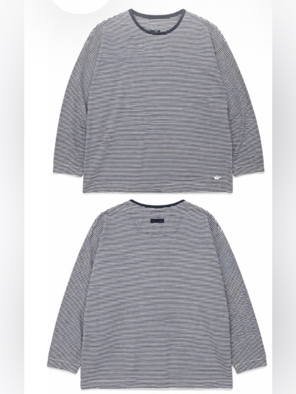 Dockers Women’s Navy and White Striped Long-Sleeve Tee 3XL